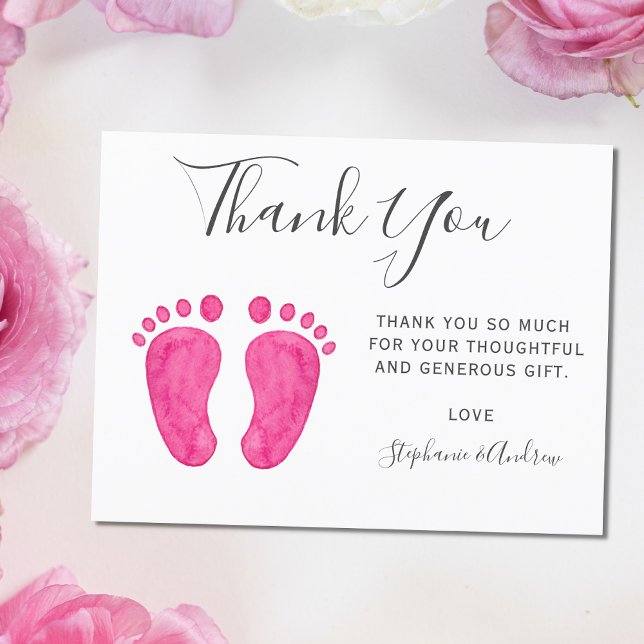 Postal Baby Feet Pink Baby Shower Gracias (Subido por el creador)