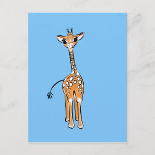 Postal Baby Giraffe - azul
