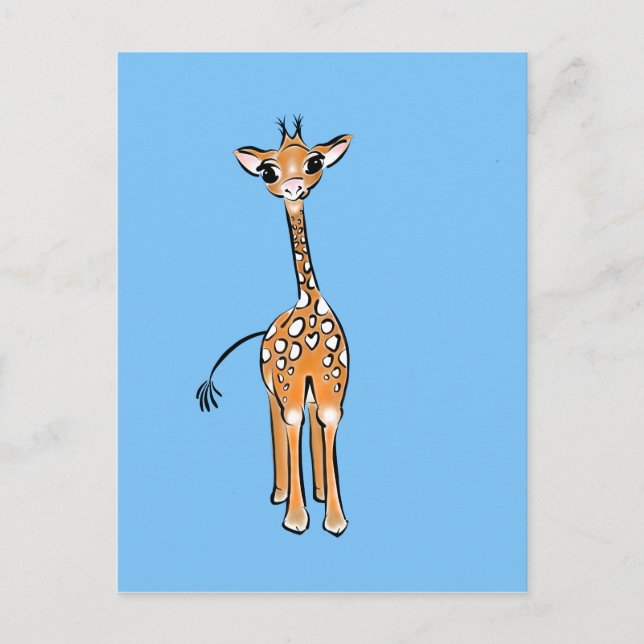 Postal Baby Giraffe - azul (Anverso)