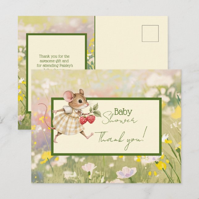 Postal Baby Girl Woodland Animal Shower (Anverso / Reverso)