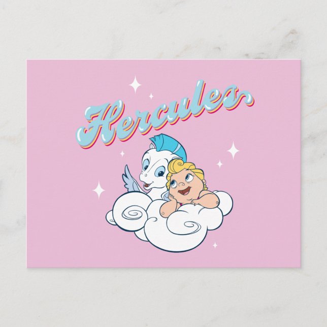 Postal Baby Hercules and Pegasus on a Cloud Postcard (Anverso)