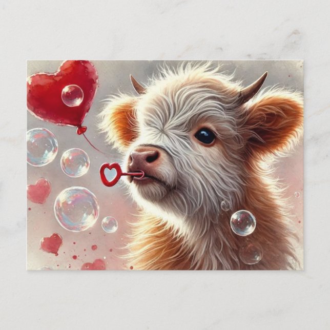 Postal Baby Highland Cow Valentine (Anverso)