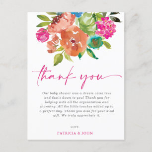 Postal Baby in Bloom Pink Floral Baby Shower Gracias