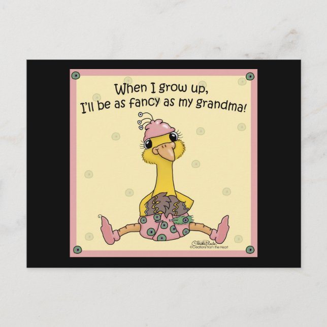Postal Baby Peahen Fancy como abuela (Anverso)