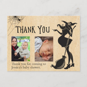 Postal Baby Shower Agradecimiento Bruja Halloween Foto 