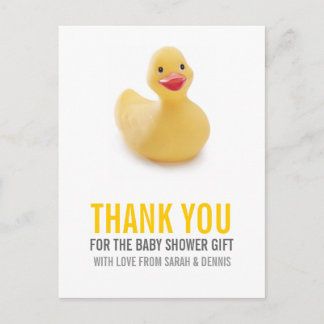 Postal Baby Shower amarillo y dudoso gracias