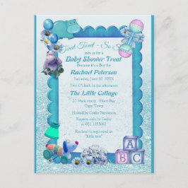 Postal Baby Shower azul turquesa