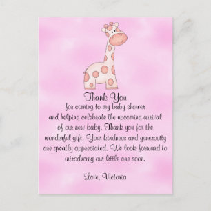 Postal Baby Shower Baby Girl Pink Giraffe