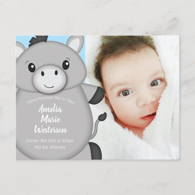 Postal Baby Shower Blue de Donkey (Anverso)