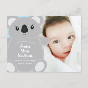 Postal Baby Shower Blue Koala Bear