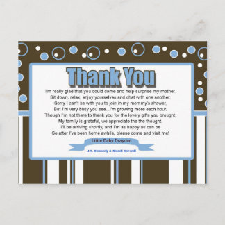 Postal Baby Shower Blue Metro Gracias Postcard