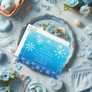 Postal Baby Shower Blue Winter Wonderland Snowflake
