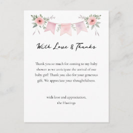 Postal Baby Shower, Chica de acuarela de Goose, gracias