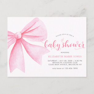 Postal Baby Shower Chica de cinta de cinta de color rosa