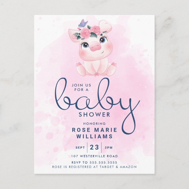 Postal BABY SHOWER | Cojín acuático arcoiris (Anverso)