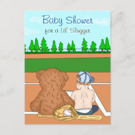 Postal Baby Shower con temas de béisbol para niños