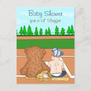 Postal Baby Shower con temas de béisbol para niños