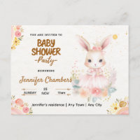 Baby Shower - Conejito rosa lindo. Editable