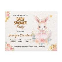 Baby Shower - Conejito rosa lindo. Editable
