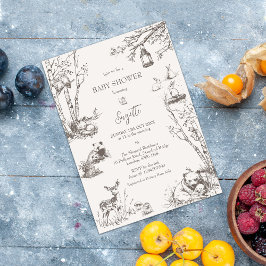 Postal Baby Shower de animales de Woodland Presupuestados