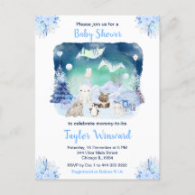 Baby Shower de animales del Ártico de las Luces de