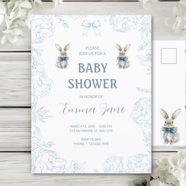 Postal Baby Shower de Blue Bunny (Subido por el creador)