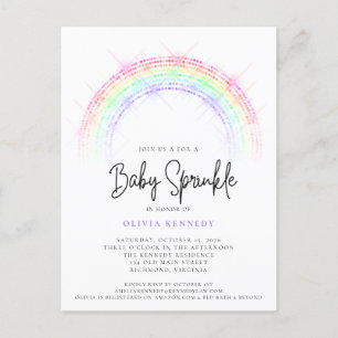 Postal Baby Shower de chisporroteo con el bebé arco iris 