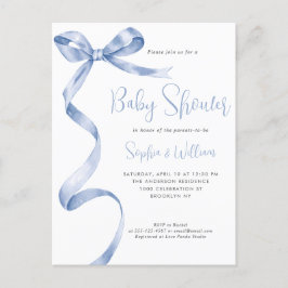 Postal Baby Shower de Cinta de Cinta de color azul claro