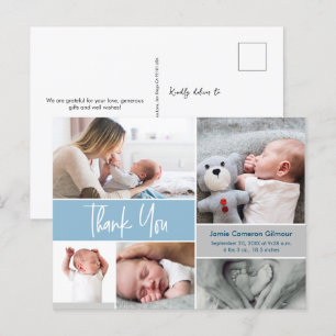 Postal Baby Shower de Colaje de Letras Azules