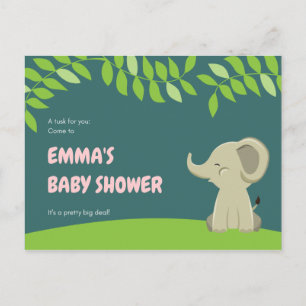 Postal Baby Shower de Elefante Verde