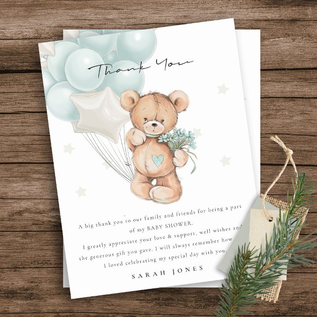 Postal Baby Shower de globo de Bearly Wait de Bear azul l (Subido por el creador)