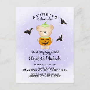 Postal BABY SHOWER DE HALLOWEEN Está por llegar un pequ