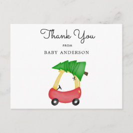 Postal Baby Shower de Holiday Red Car Gracias