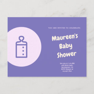 Postal Baby Shower de icono morado