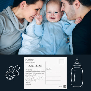 Postal Baby Shower de la foto de la carta manual gracias