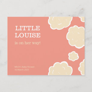 Postal Baby Shower de nubes corales