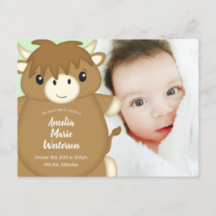 Postal Baby Shower de vaca Highland de Escocia