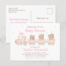 Baby Shower del tren rosa del oso