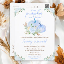 Baby Shower floral Blue Pumpkins