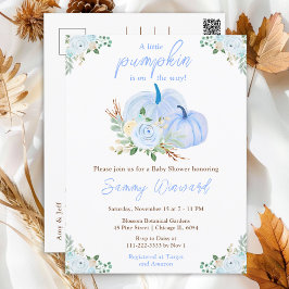 Postal Baby Shower floral Blue Pumpkins