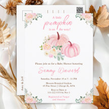 Baby Shower floral de calabazas rosadas