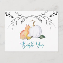 Postal Baby Shower Gracias a Postcard Pumpkin y Fox