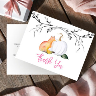 Postal Baby Shower Gracias a Postcard Pumpkin y Fox