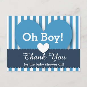 Postal BABY SHOWER GRACIAS A USTED Corazones Stripes V05 