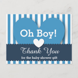 Postal BABY SHOWER GRACIAS A USTED Corazones Stripes V05