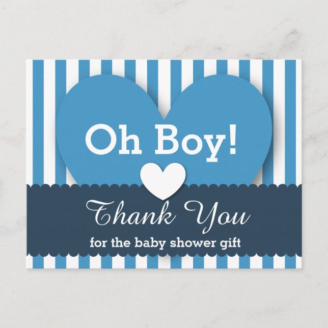 Postal BABY SHOWER GRACIAS A USTED Corazones Stripes V05  (Anverso)