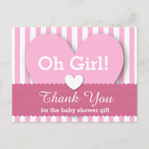 Postal BABY SHOWER GRACIAS A USTED Corazones Stripes V06 