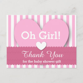Postal BABY SHOWER GRACIAS A USTED Corazones Stripes V06