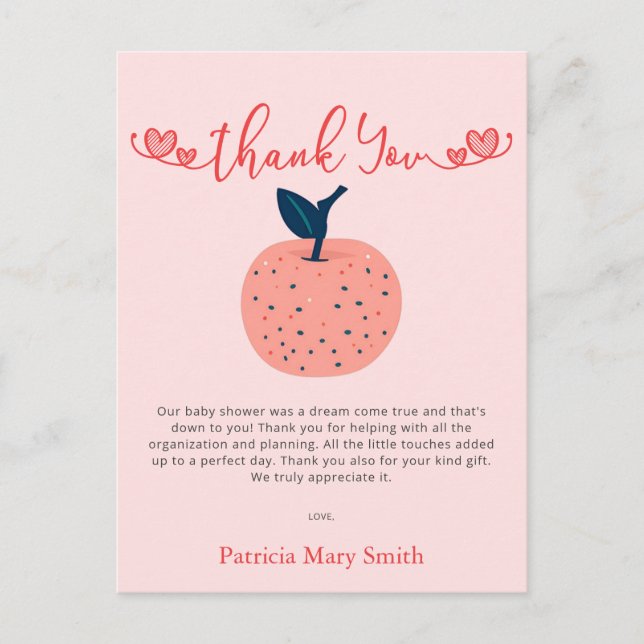Postal Baby Shower gracias de Apple of our Eye Fall (Anverso)