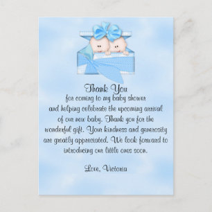 Postal Baby Shower Gracias es Twins Boy